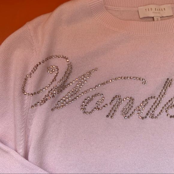 New TED BAKER Sabbia Embellished Wonderland Merino Wool & Cashmere Blend Sweater - Picture 8 of 14